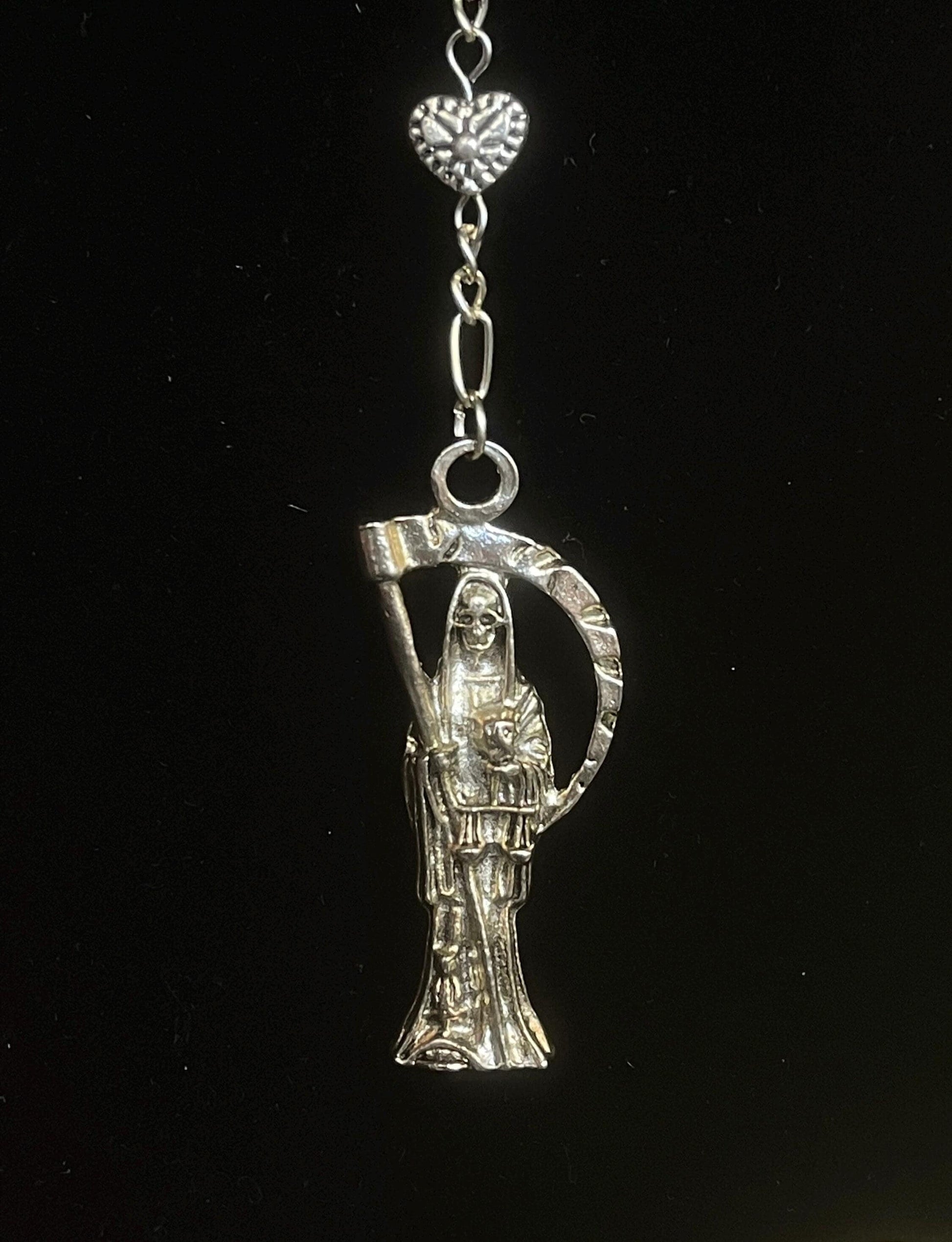 Santa Muerte Rosada Rosary + Love + Rose Quartz + Pink + Sterling Silver Plated Chain + Handcrafted + Gemstone + Rosario
