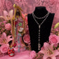 Santa Muerte Rosada Rosary + Love + Rose Quartz + Pink + Sterling Silver Plated Chain + Handcrafted + Gemstone + Rosario