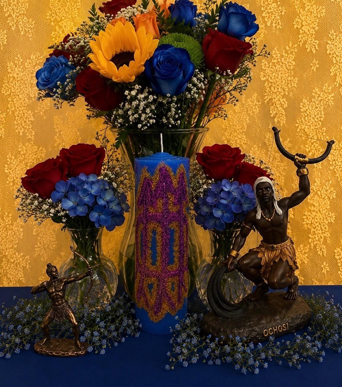 Ochosi Win at Court Hand-Carved Candle + Justice + Court Case + Legal Issues + Immigration