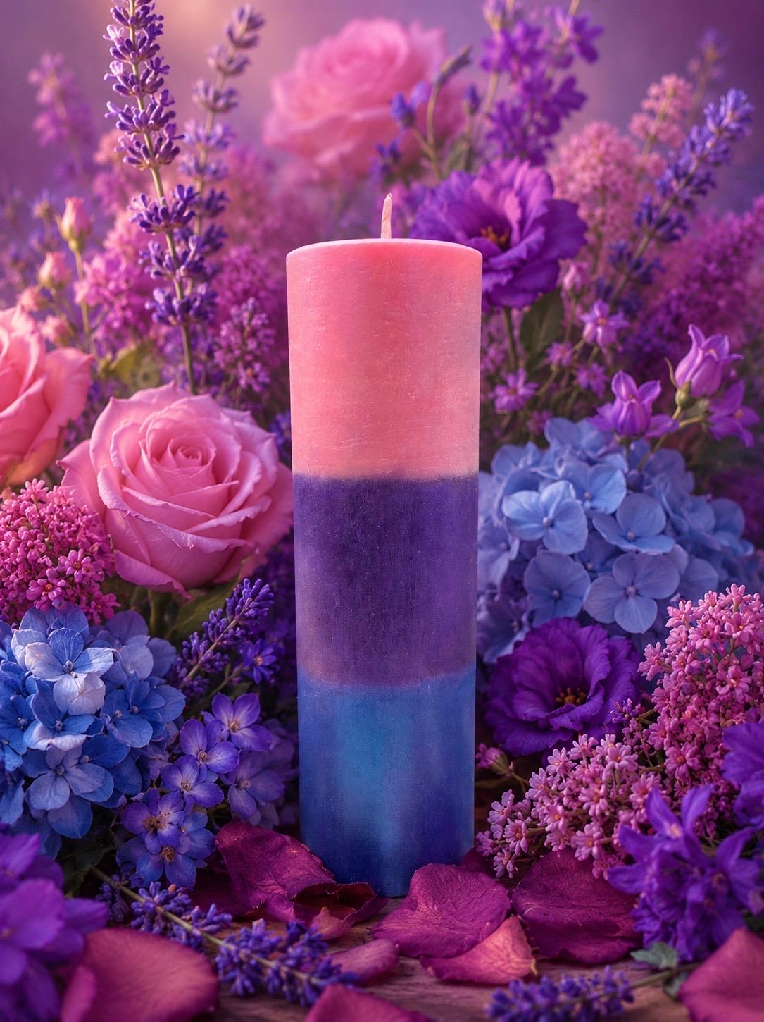Bisexual Pride Pillar Candle + Love + Passion + Sex + Casual Encounters