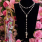 Santa Muerte Rosada Rosary + Love + Rose Quartz + Pink + Sterling Silver Plated Chain + Handcrafted + Gemstone + Rosario