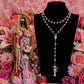 Santa Muerte Rosada Rosary + Love + Rose Quartz + Pink + Sterling Silver Plated Chain + Handcrafted + Gemstone + Rosario