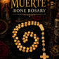 Santa Muerte Rosary with Bone Beads & Cross + Hueso + Blessed + Sterling Silver Plated Chain + Handcrafted + Rosario