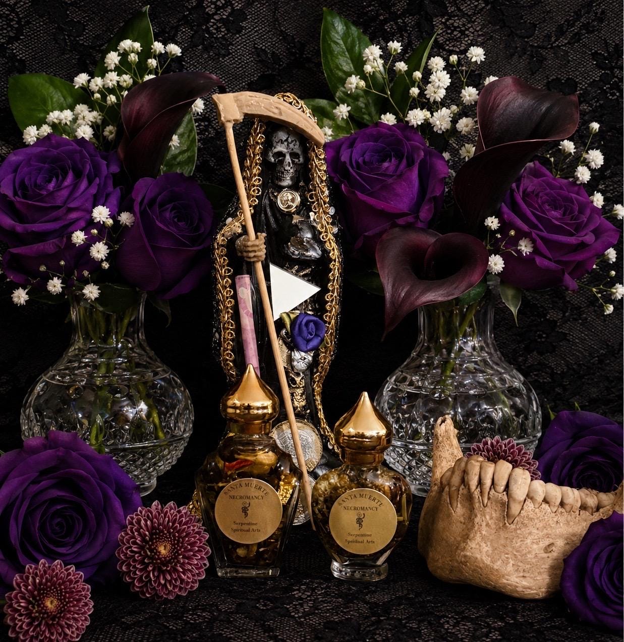 Santa Muerte Necromancy Oil + Los Muertos + Nigromancia