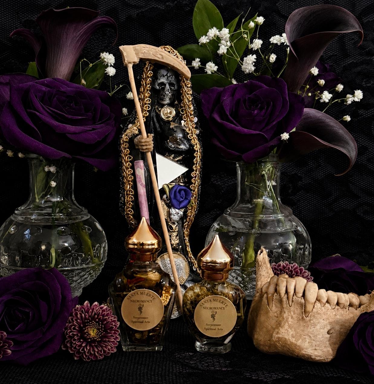 Santa Muerte Necromancy Oil + Los Muertos + Nigromancia