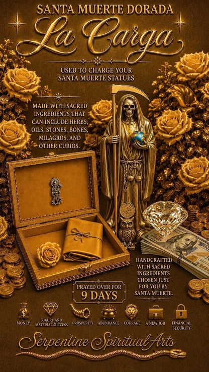 Santa Muerte Dorada Money Carga + Prosperity + Career + Success + Money + Luck + Business Elevation + Gambling + Amuleto + Gold + Oro