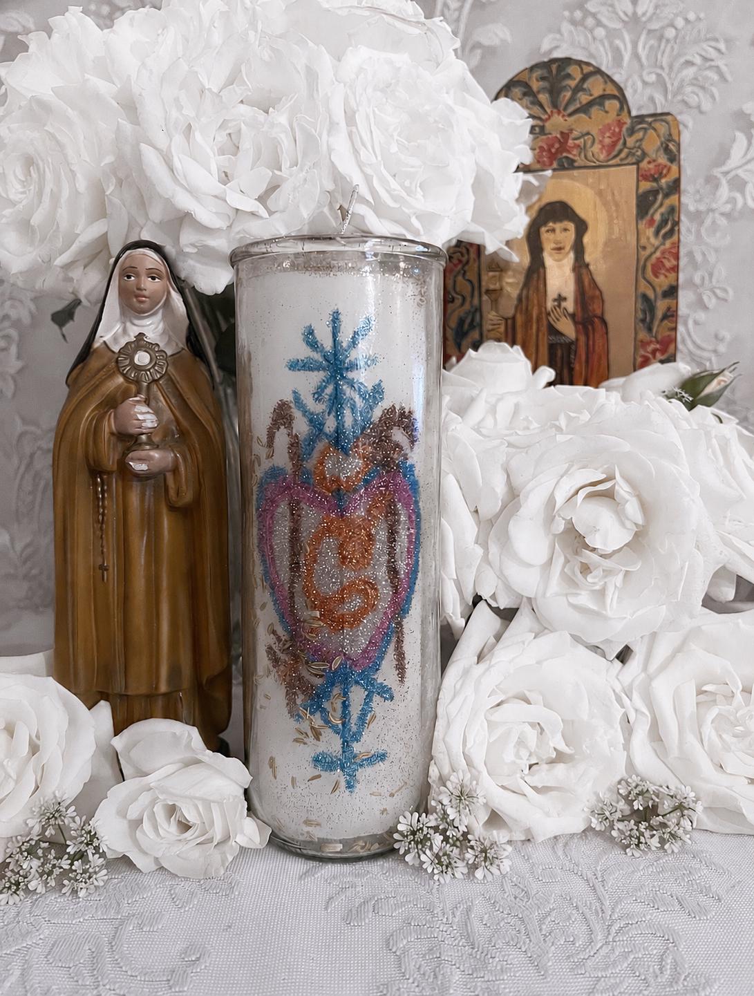 Saint Clare Hand-Carved Candle + Peace + Clarity + Tranquility + Santa Clara