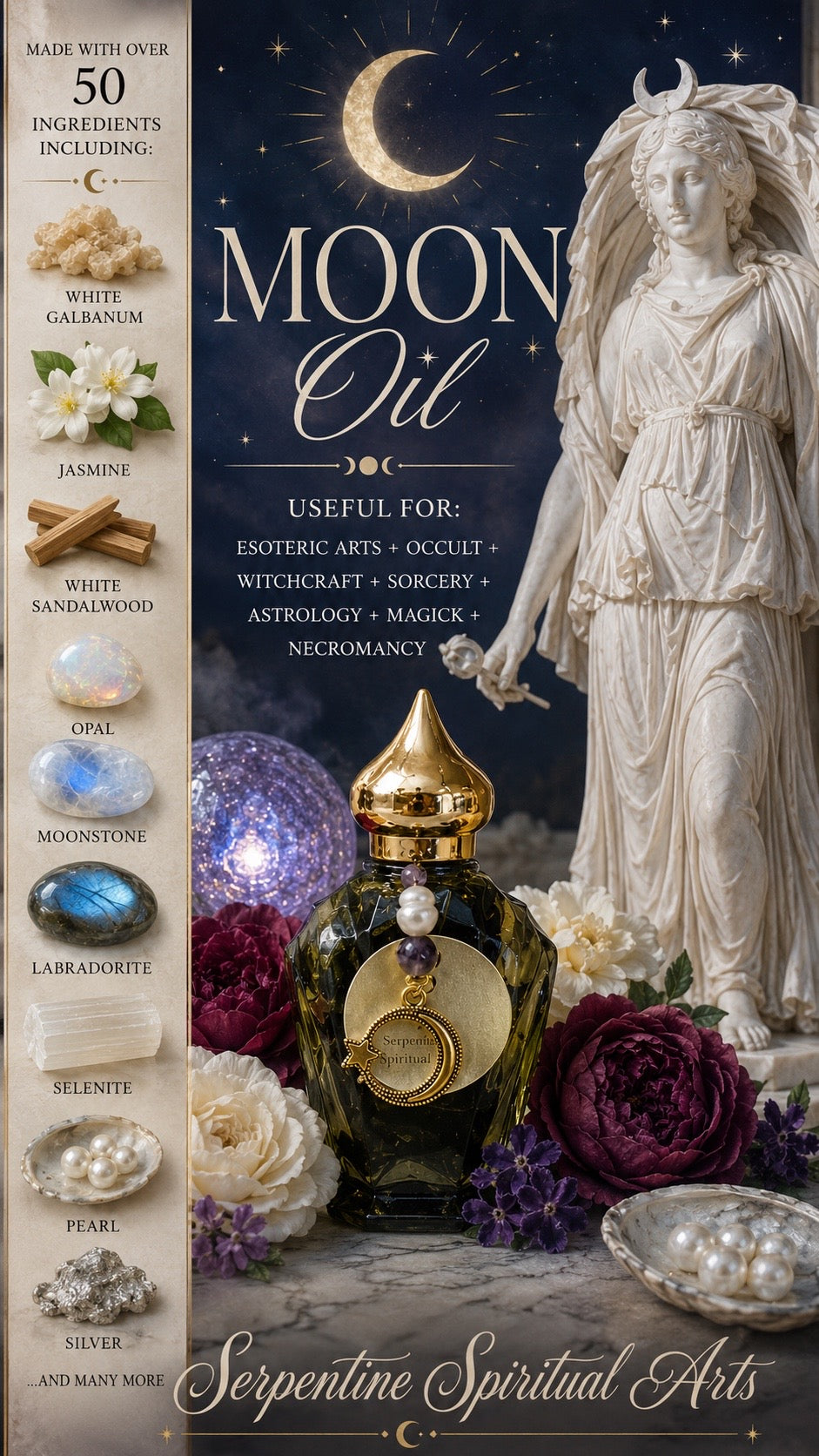 Moon Oil + Esoteric Arts + Occult + Witchcraft + Sorcery + Astrology + Magick + Necromancy