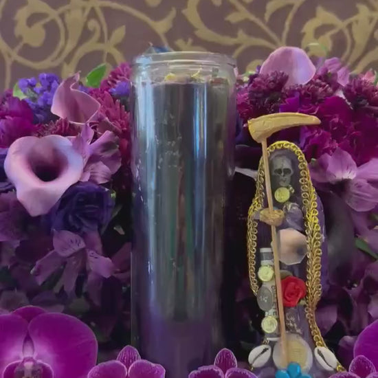 Santa Muerte Morada Fixed Candle + Psychic + Divination + Healing + Spirituality