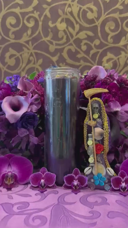 Santa Muerte Morada Fixed Candle + Psychic + Divination + Healing + Spirituality