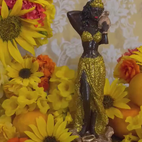 Oshun Fixed Candle + 24K Gold Leaf + African Spirit of Love & Prosperity + Orisha + Santeria + Ifa