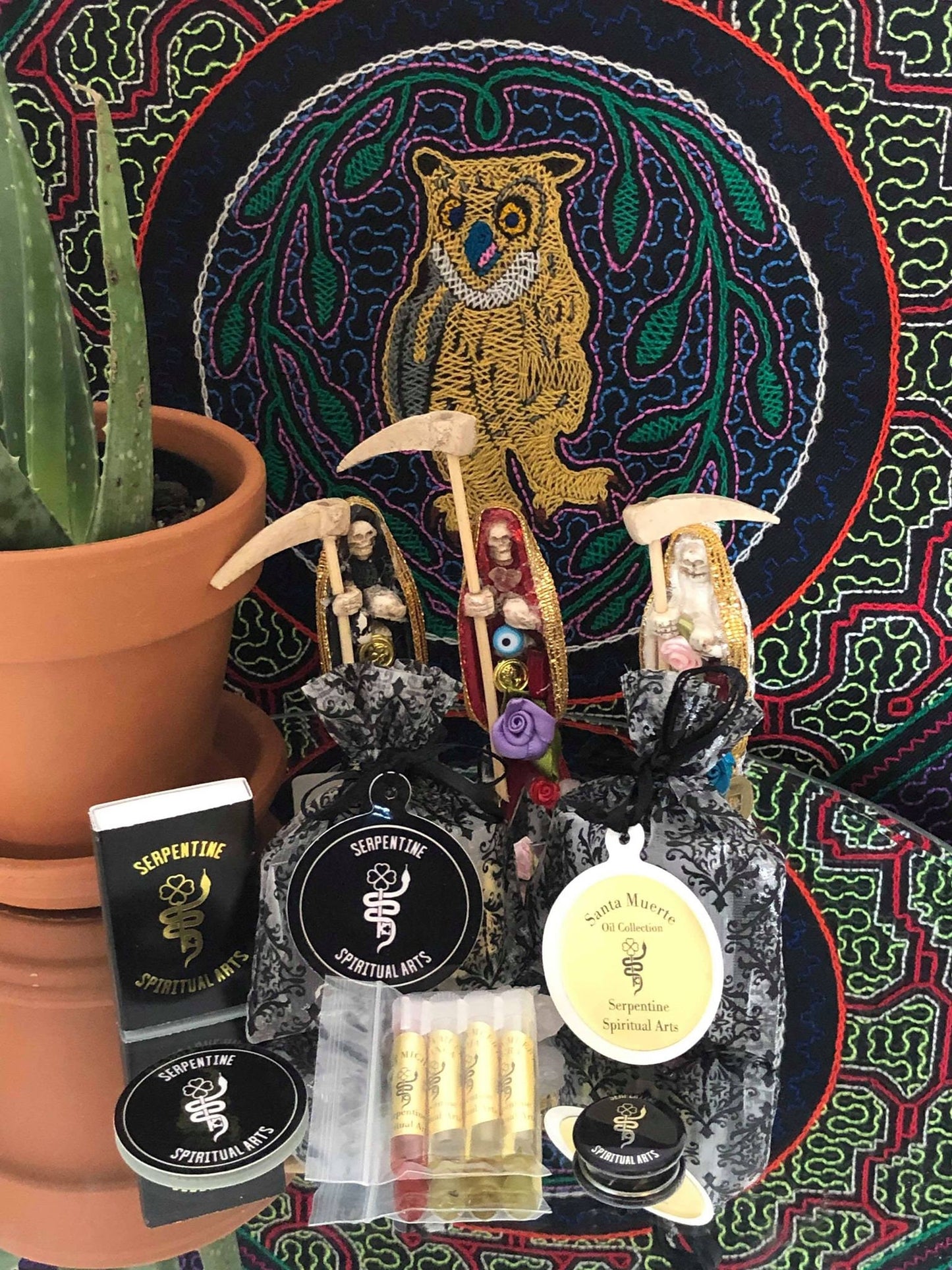 Conjunto de muestras de aceite de Santa Muerte