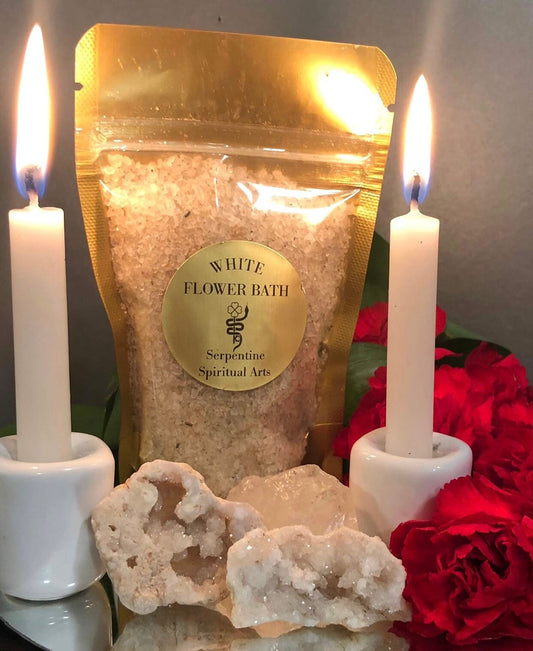 White Flower Bath Soak + Salts and Traditional Ritual Bath (Spiritual Cleansing Bath)
