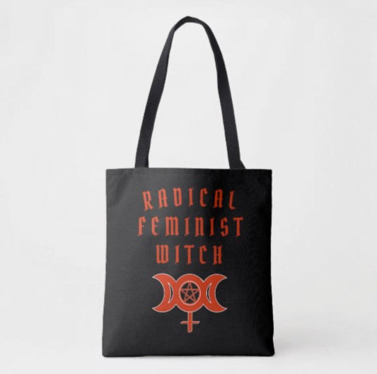 Radical Feminist Witch Tote Bag (Red or Purple)