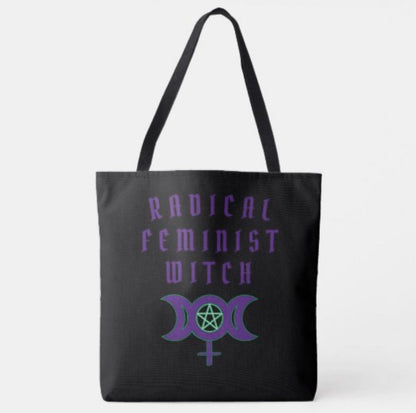 Radical Feminist Witch Tote Bag (Red or Purple)