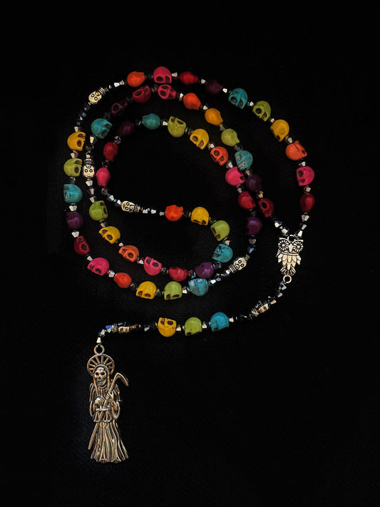 Santa Muerte Siete Colores Rosary de Hilo + Handcrafted + Rosario