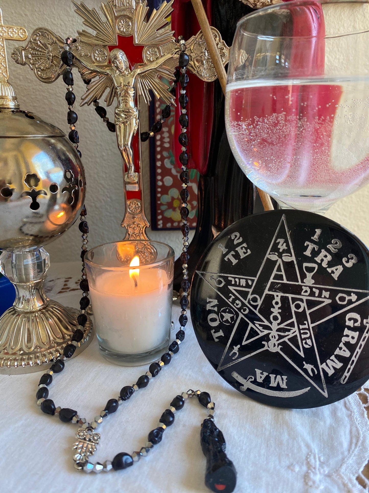 Santa Muerte Negra Rosary de Hilo + Blessed + Handcrafted + Rosario