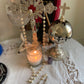 Santa Muerte Blanca Rosary with Bone Beads + Blessed + Sterling Silver Plated Chain + Handcrafted + Rosario