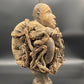 Last One! Large Nkisi Two-Headed Statue with Glass + Fetish from Kongo for Protection + One of a Kind