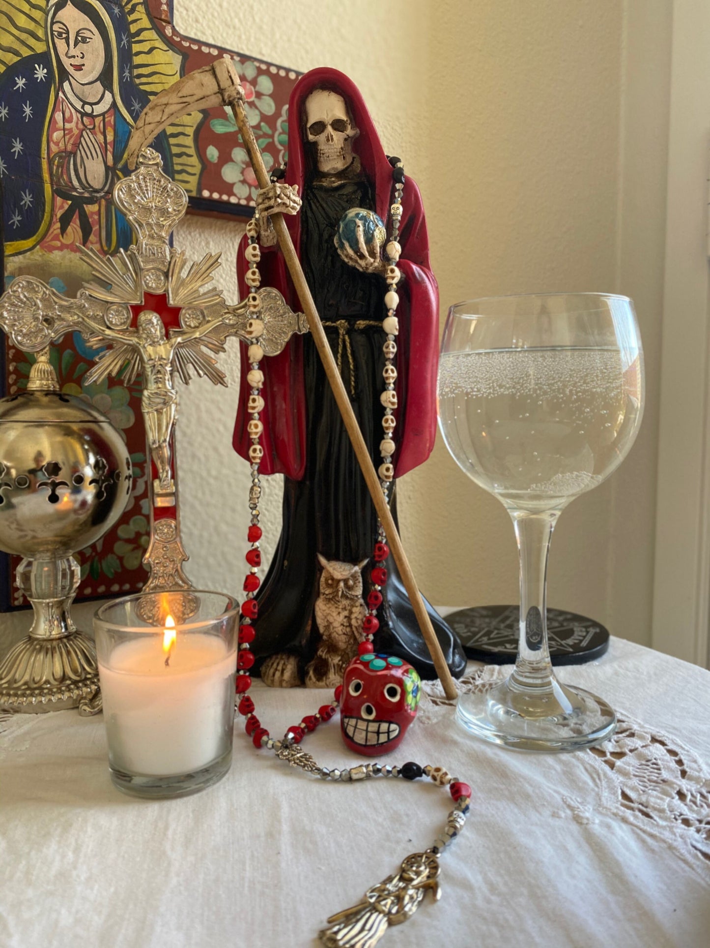 Santa Muerte Rosary Traditional Robes de Hilo + Traditional Colors + Three Robes + Handcrafted + Rosario