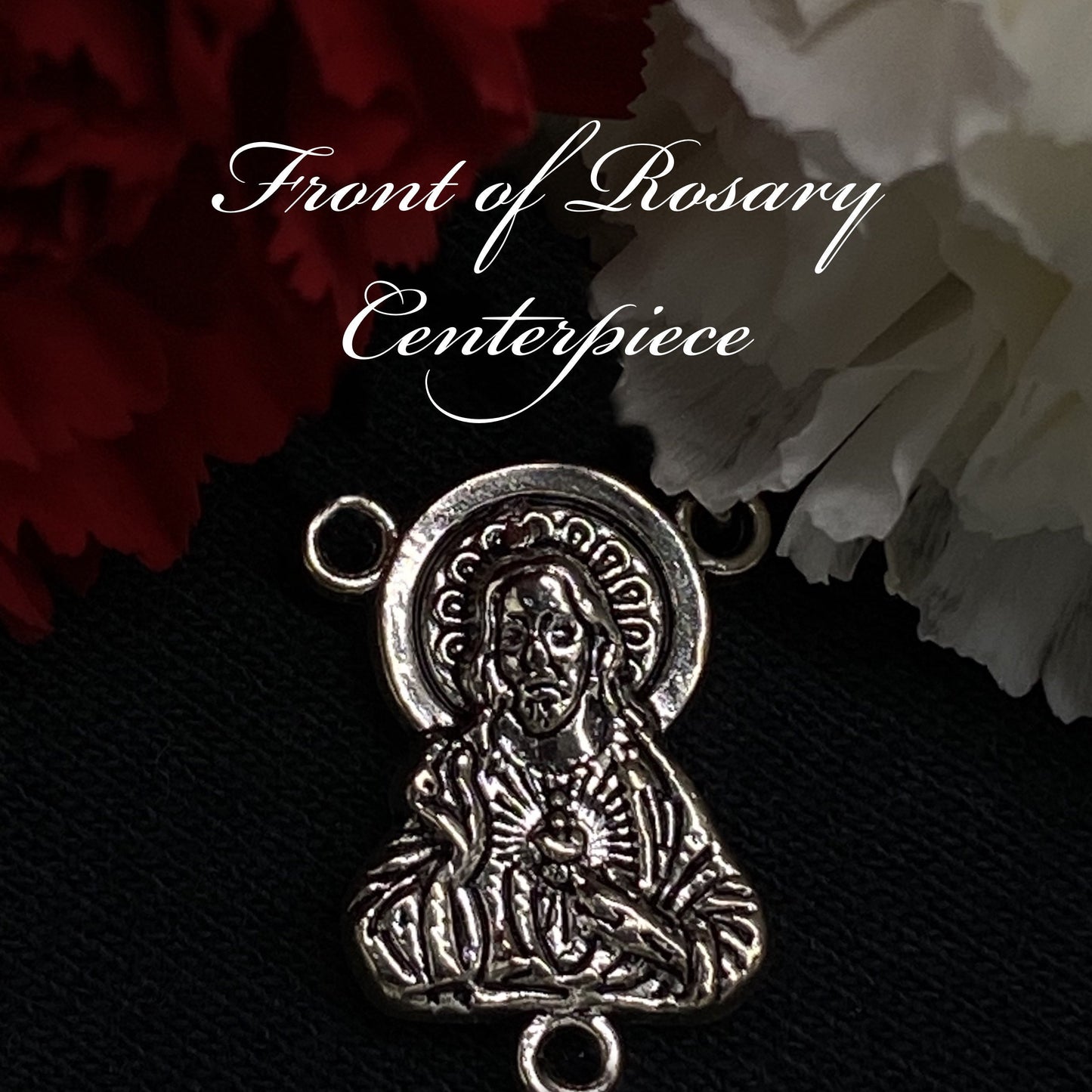 Santa Muerte Blanca Rosary with Bone Beads & Santa Muerte Cross + Sterling Silver Plated Chain + Handcrafted + Rosario