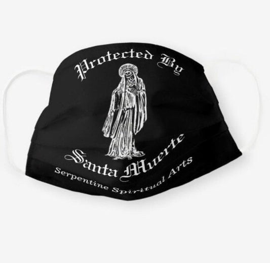 Protected by Santa Muerte Face Mask with Insert + Traditional