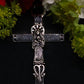 Santa Muerte Rosary with Tricolor Gemstone Beads & Santa Muerte Cross + Three Robes + Sterling Silver Plated Chain + Handcrafted + Rosario