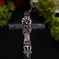 Santa Muerte Rosary with Smoky Beads & Santa Muerte Cross + Sterling Silver Plated Chain + Handcrafted + Rosario