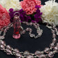 Santa Muerte Rosada / Pink Rosary + Transparent + Sterling Silver Plated Chain + Handcrafted + Rosario