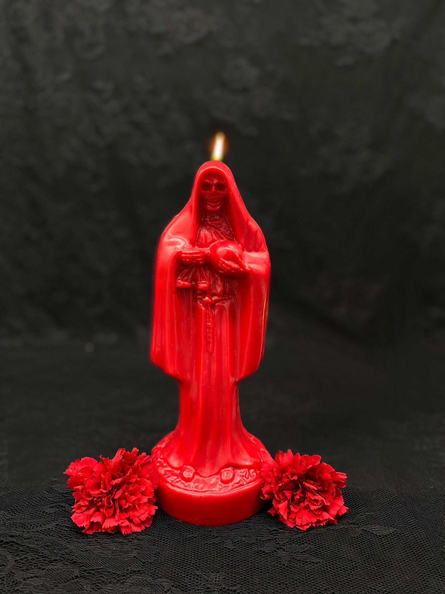 Santa Muerte Roja Candle + Blessed + 24K Gold