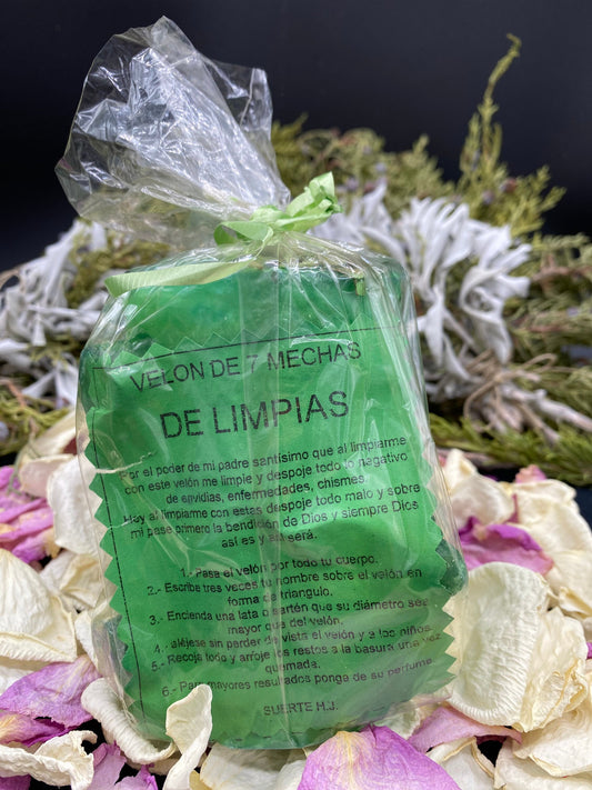 Cleansing Candle + Limpia + 7 Mechas + Made in Mexico