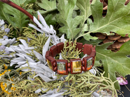 Pulseira de madeira da Santa Muerte + Proteção + Feita no México