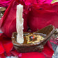 Santa Muerte Statuette in a Boat + Baptized + Blessed + Fixed + Made in Mexico
