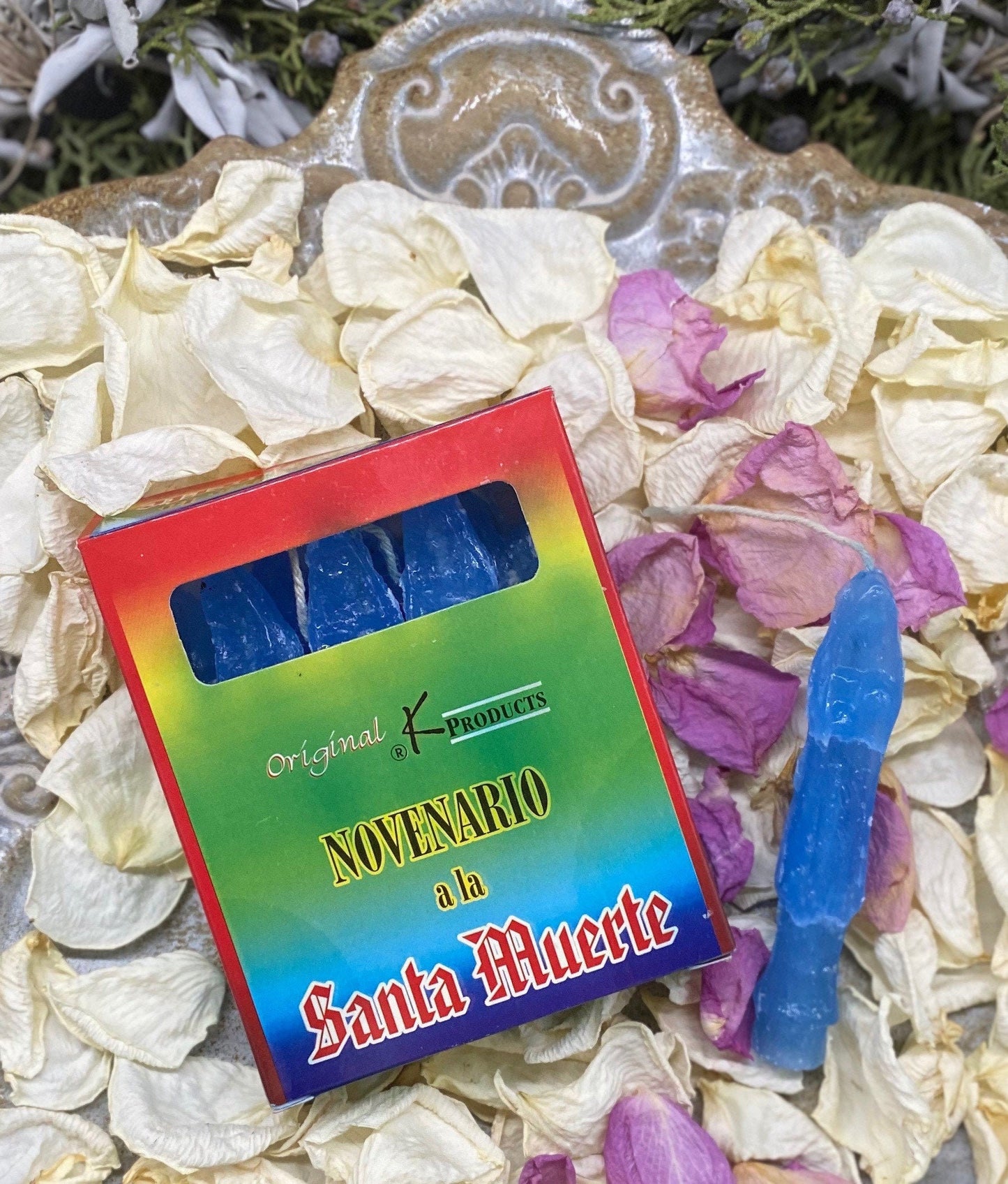 Santa Muerte Azul Novena Candles + Blue + Made in Mexico