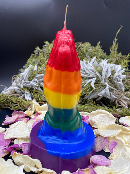 Vela de mãos rezando com arco-íris + Orgulho queer