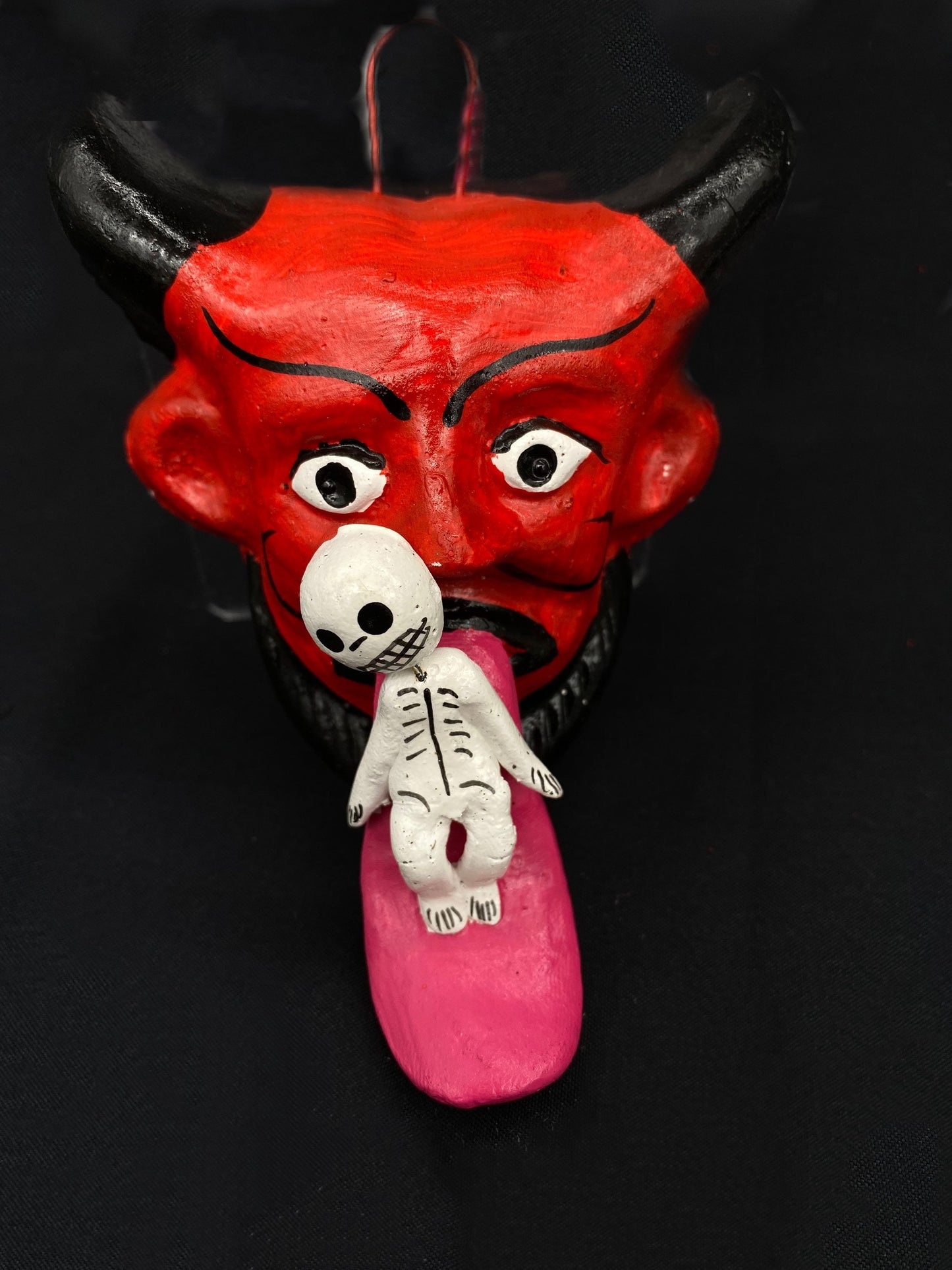 Vintage Diablo / Devil with Skeleton Altar Mask + Handcrafted in Mexico