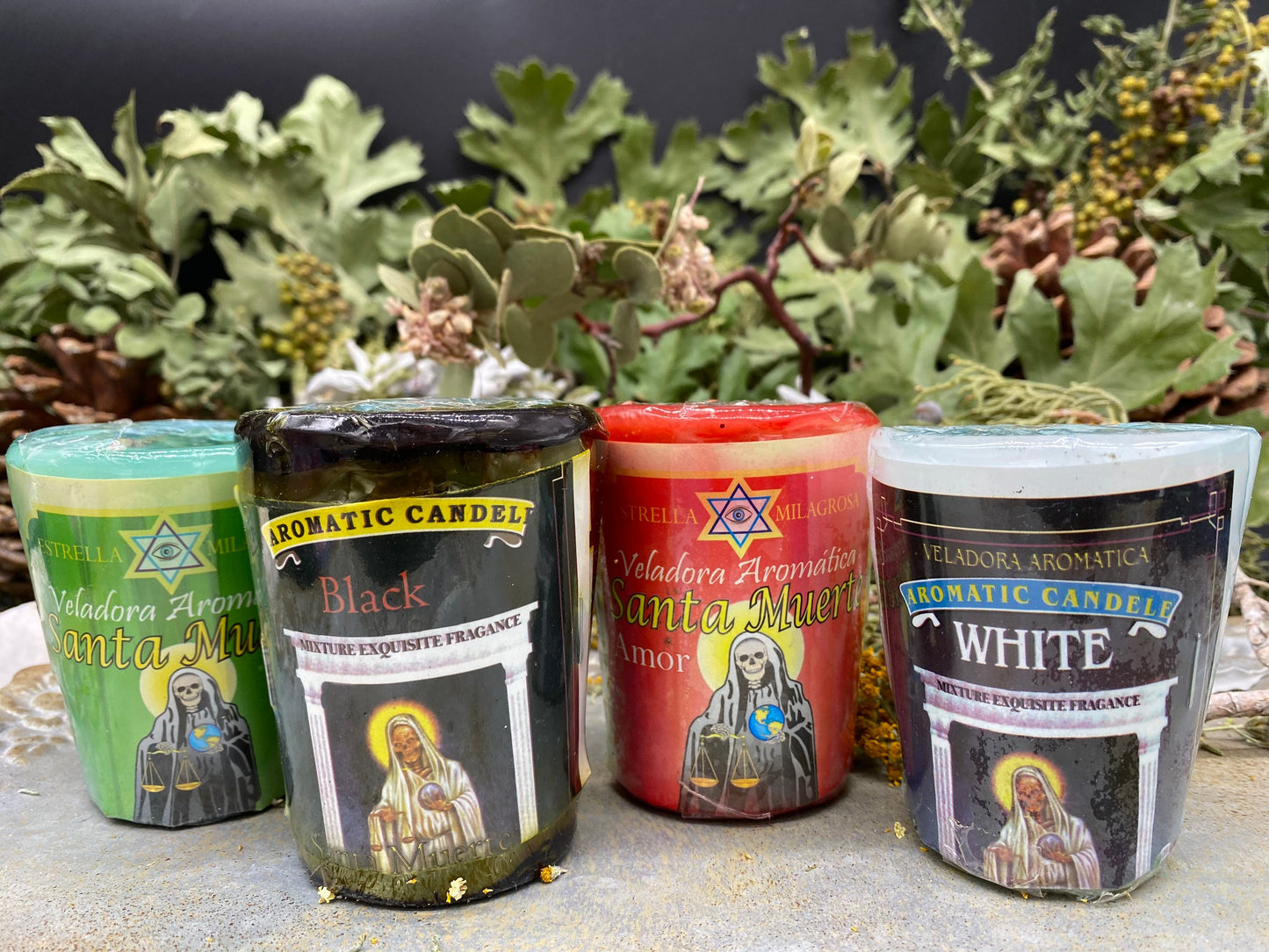 Santa Muerte Votive Candle Set + Made in Mexico