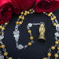 Santa Muerte Dorada Rosary + Oro + Heart of Gold + Blessed + Sterling Silver Plated Chain + Handcrafted + Rosario