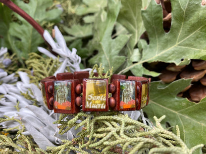 Pulseira de madeira da Santa Muerte + Proteção + Feita no México