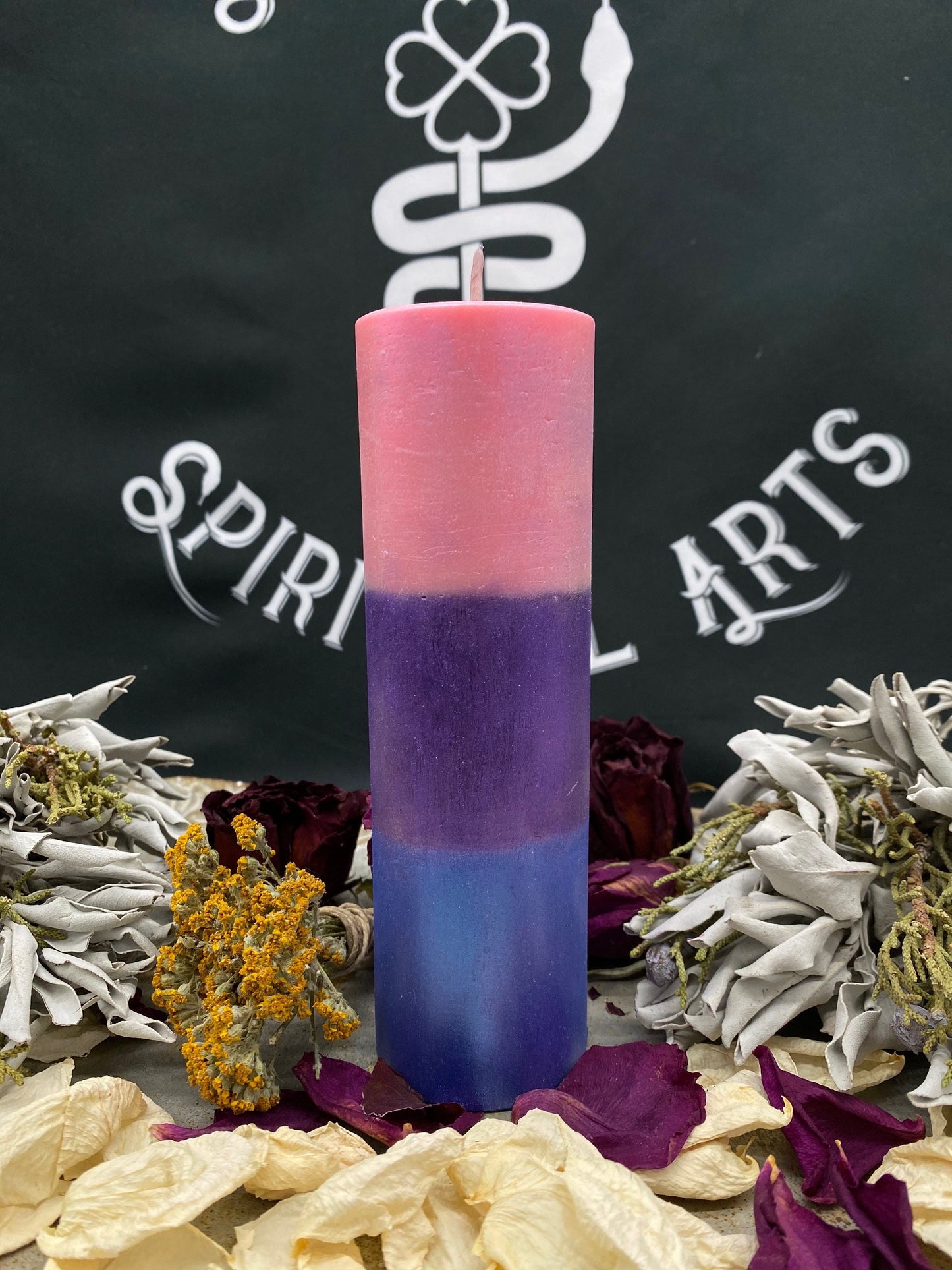 Bisexual Pride Pillar Candle + Love + Passion + Sex + Casual Encounters