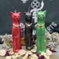 Large Cat Candle + Painted + Hoodoo + Conjure + Gato Negro