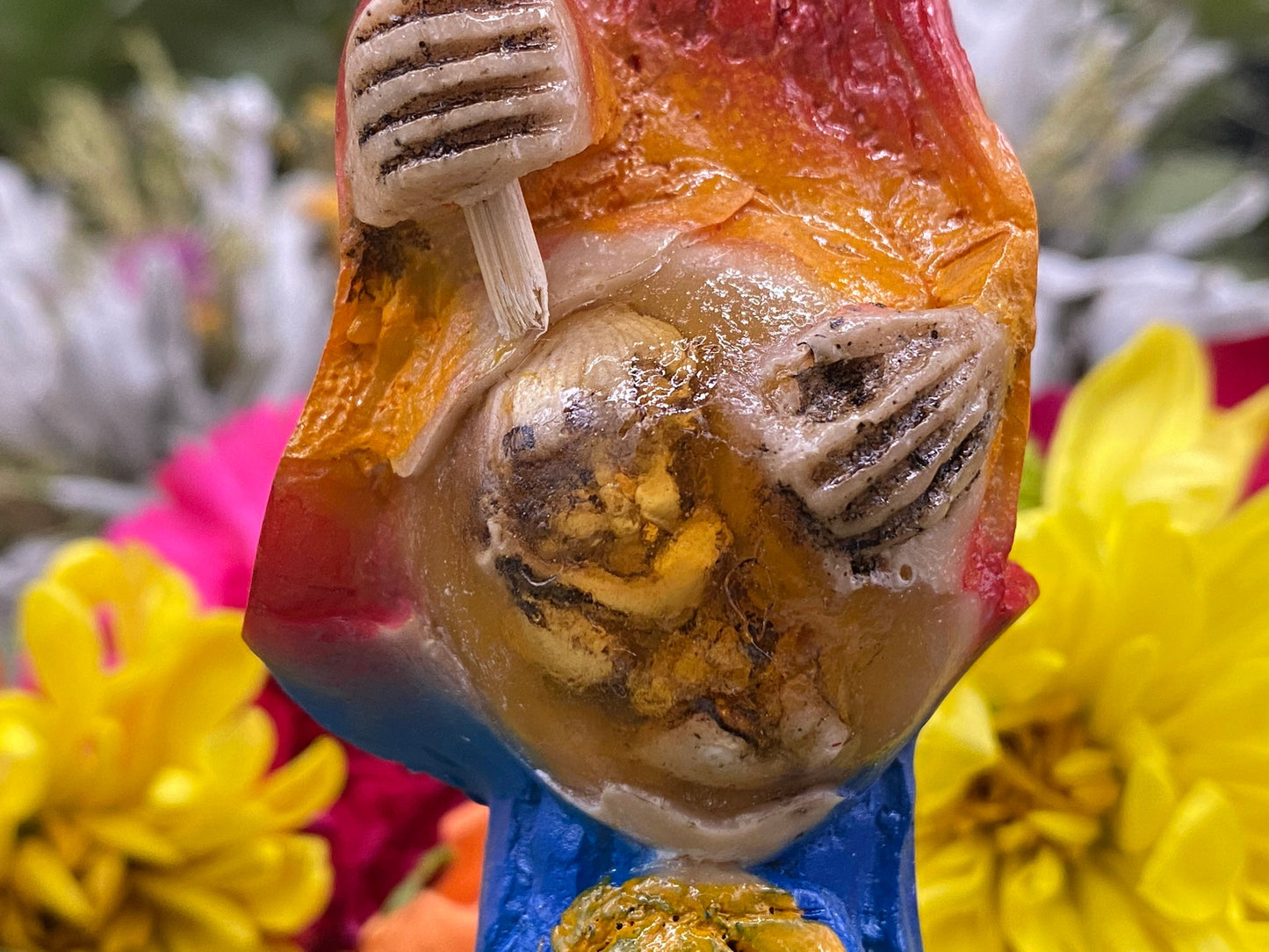 Santa Muerte Siete Colores Statue + 24K Gold + Baptized + Embarazada + Pregnant + Fixed + Made in Mexico