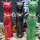 Large Cat Candle + Painted + Hoodoo + Conjure + Gato Negro