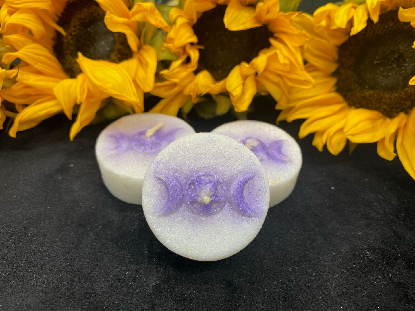 Triple Moon Goddess Pentacle Tealight Candles in Gift Box