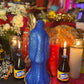 Santa Muerte Azul Statue + 12” + Fixed and Baptized on Feast Day on Feast Day + 24K Gold