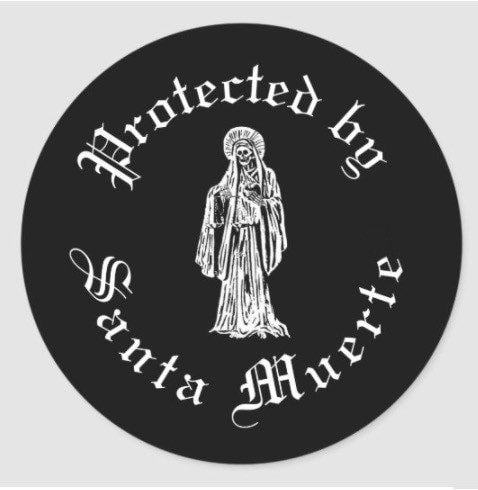 Protégé par les autocollants Santa Muerte