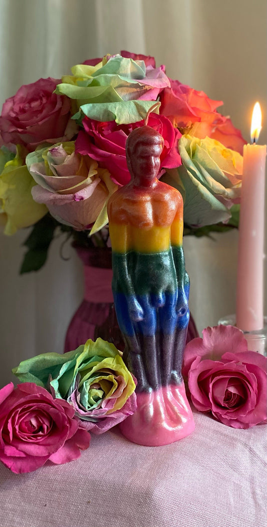 Male LGBTQ+ Pride Rainbow Figure Candle + Gay + Bisexual