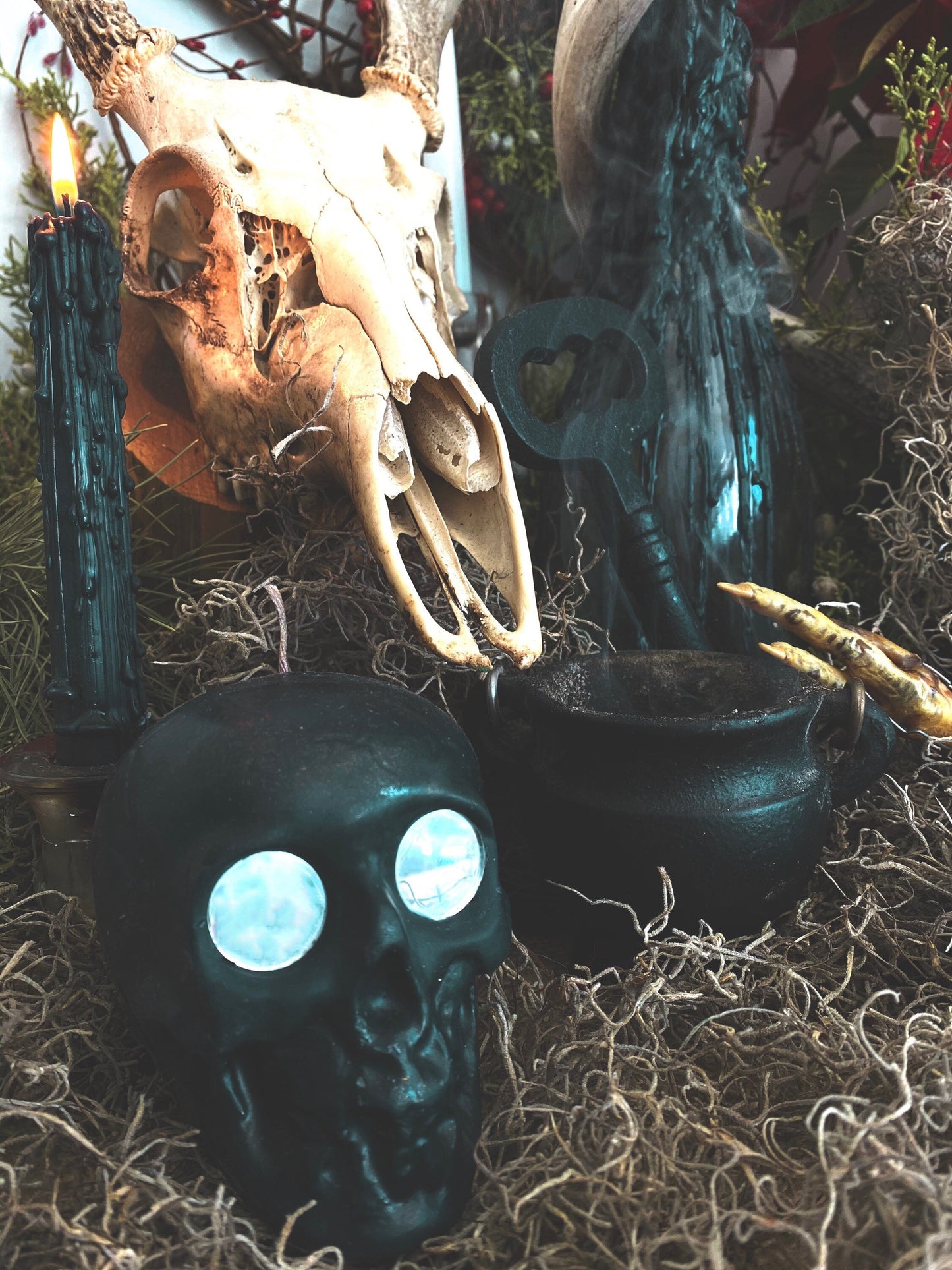 Skull Candle with Mirror Eyes + Reversing + Revealing + Mirror Work