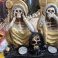 Santa Muerte Dorada Hear No, Speak No, See No Evil Statue + Baptized + Made in Mexico + Tetragrammaton + Stop Gossip + Hide Spellwork