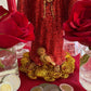 Santa Muerte Roja Figure Candle + 24K Gold + Baptized + Blessed + Fixed